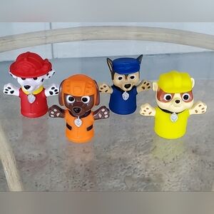 Paw Patrol Finger Puppets Bath Toys, 4 Included, Chase, Rubble, Marshal, Zuma